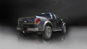 Ford F-150 Raptor Performance Exhaust - Single Side Exit - CORSA Performance - Xtreme Cat-Back + Res Delete with Twin 4.0in Pro-Series Tips - Polished - `11-`14 Ford F-150 Raptor Performance Exhaust - Single Side Exit - CORSA Performance - Xtreme Cat-Back + Res Delete with Twin 4.0in Pro-Series Tips - Polished - `11-`14